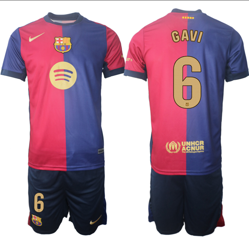Men 2024-2025 Club Barcelona home Red blue 6 Soccer Jersey